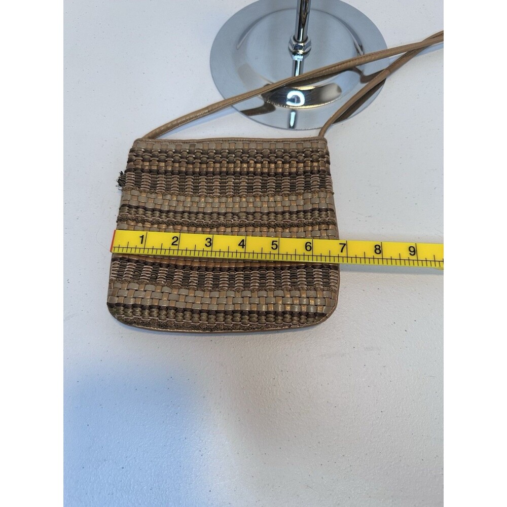 Vintage SHARIF USA Bag 90's Leather Weave Small Roomy Crossbody Purse Zip Dust - Picture 9 of 12